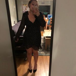 Black & White Stars Wrap Mini Dress